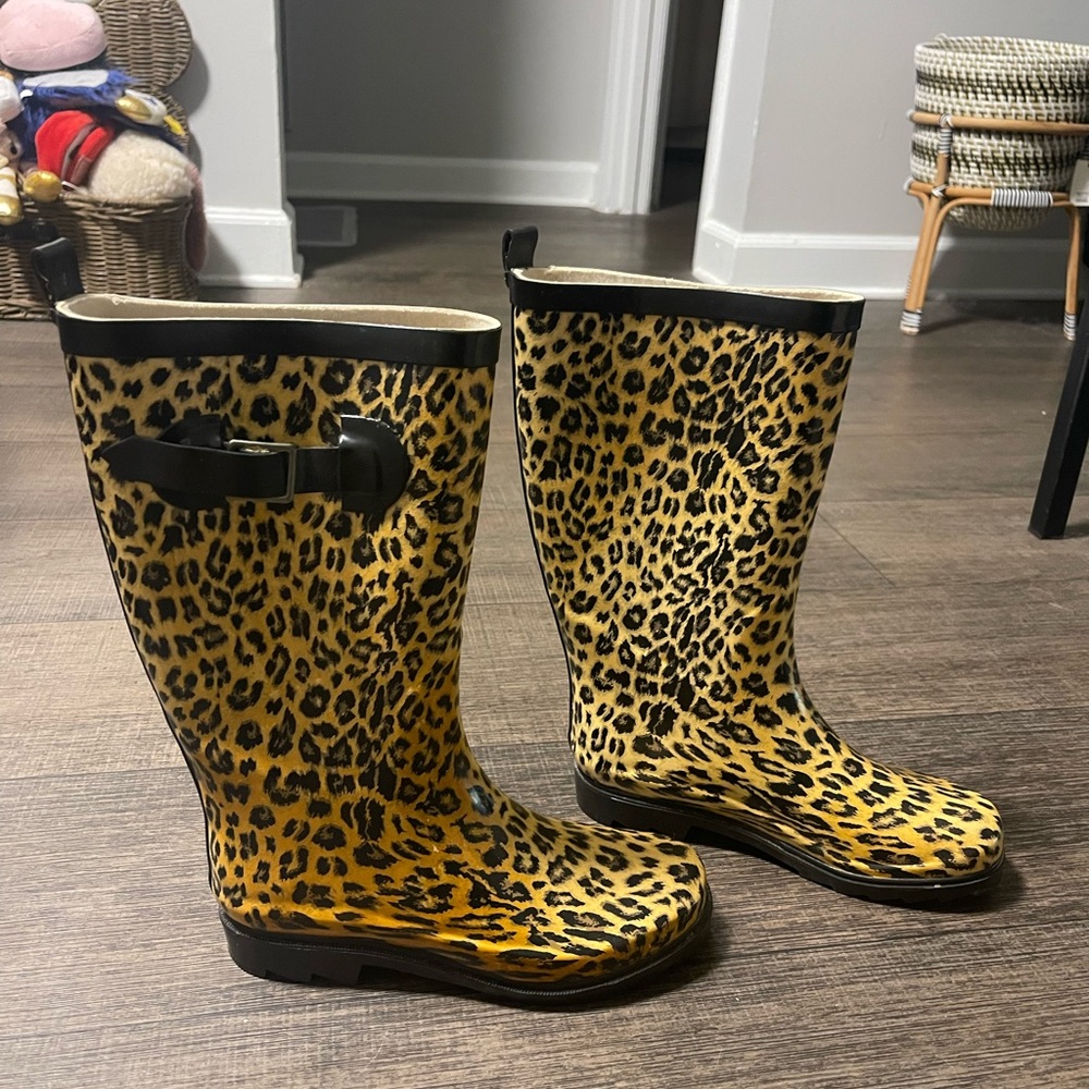 Leopard Print Rain Boots